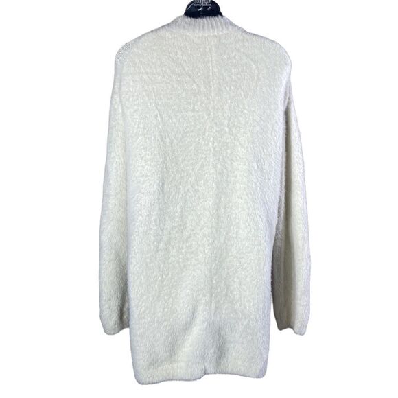 point sur j crew white zip up long line fuzzy teddy jacket small cozy - Picture 6 of 8
